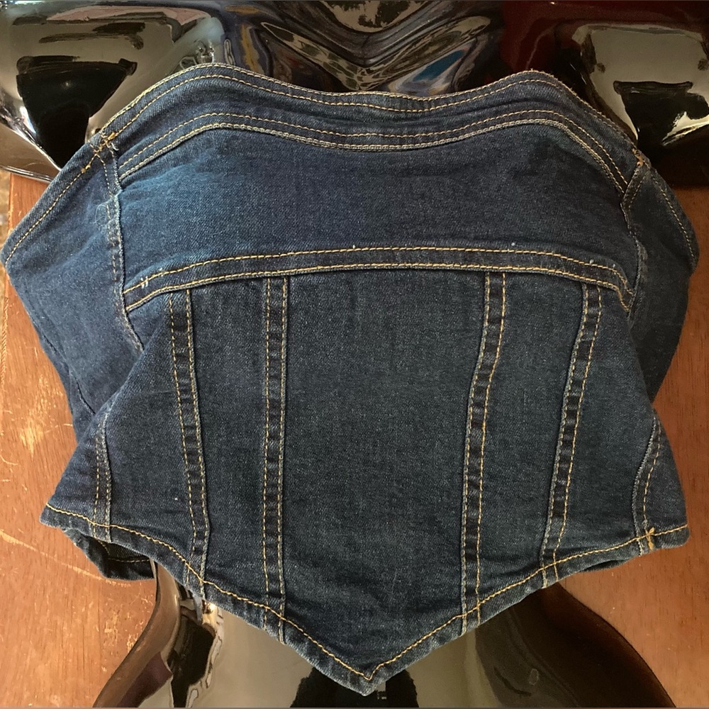 Blue Jean Tube Top, Elastic Back